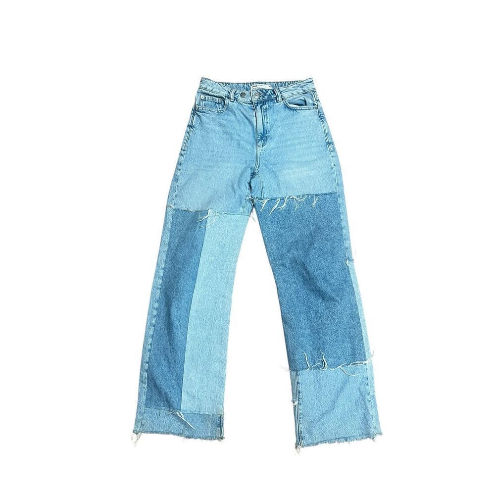 Garage Denim Wide Leg Y2K Patchwork Light Wash High Waist Jeans Size 5(27)